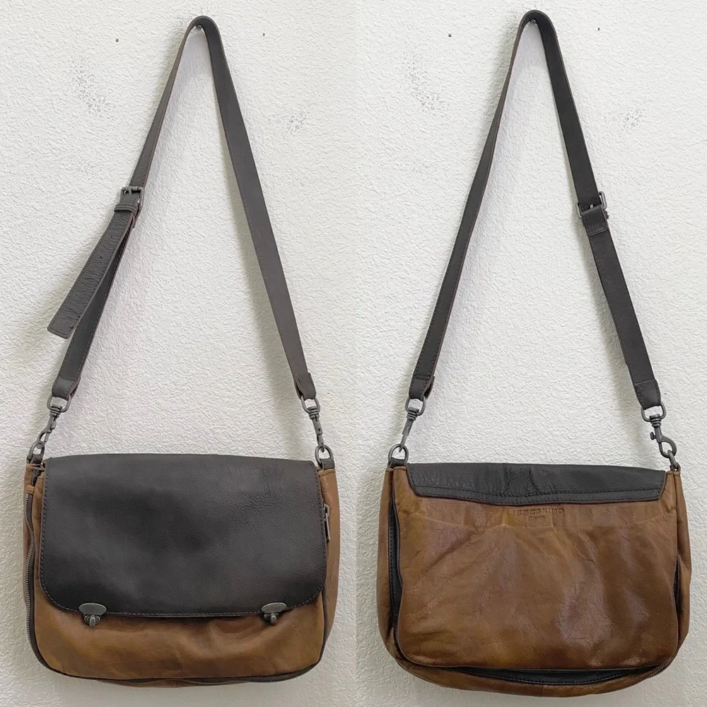 LIEBESKIND Berlin “Olivia” Two-tone Brown/Gray Flap Messenger Bag